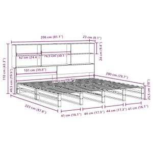 Postel s knihovnou bez matrace hnědá 200 x 200 cm masivní dřevo - obrázek 12