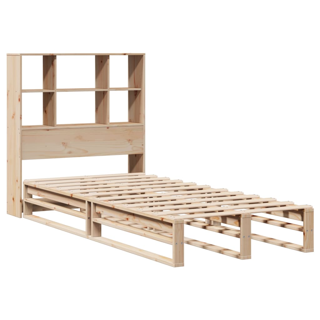 vidaXL Bed met boekenkast zonder matras massief hout 75x190 cm afbeelding