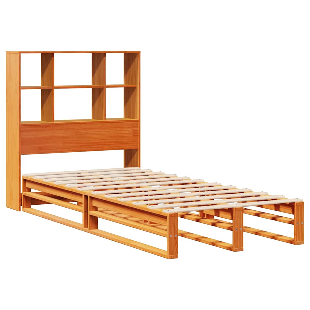 vidaXL Bed met boekenkast zonder matras hout wasbruin 90x190 cm afbeelding
