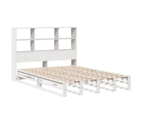 vidaXL Massivholzbett mit Regal ohne Matratze Wei&szlig; 120x190 cm