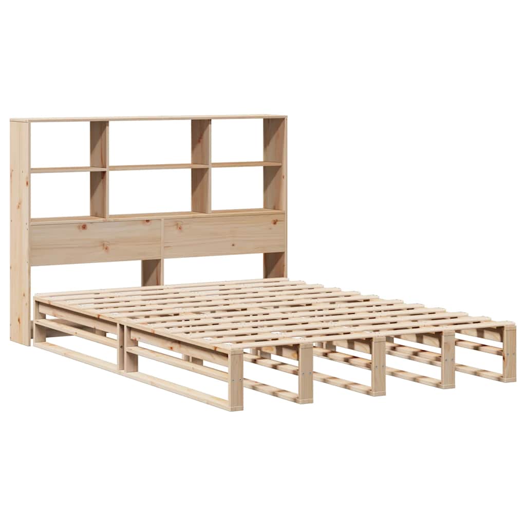 vidaXL Bed met boekenkast zonder matras massief hout 140x190 cm afbeelding