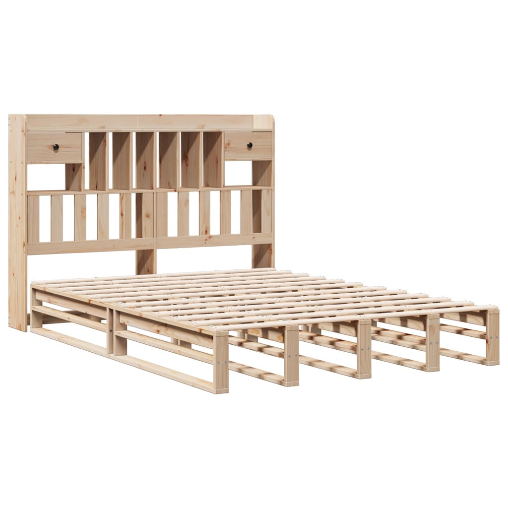 vidaXL Bed met boekenkast zonder matras massief grenenhout 140x200 cm afbeelding