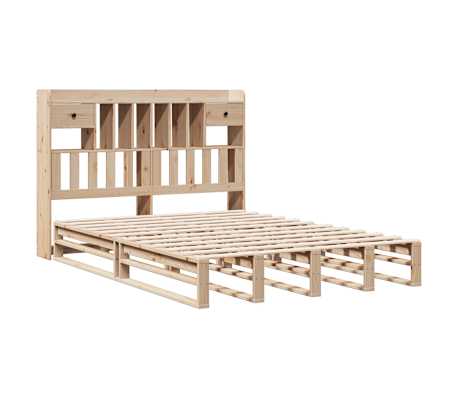 vidaXL Bed met boekenkast zonder matras massief grenenhout 150x200 cm