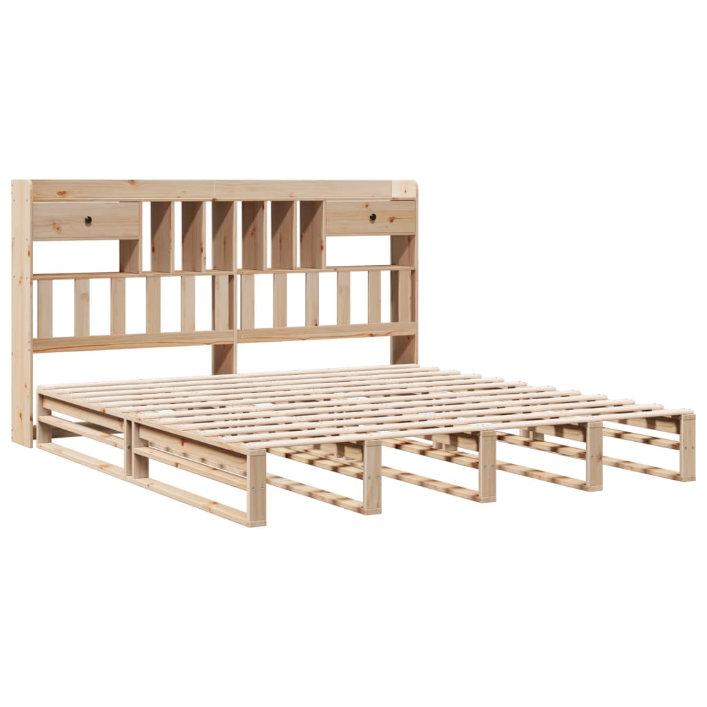 vidaXL Bed met boekenkast zonder matras massief grenenhout 180x200 cm afbeelding