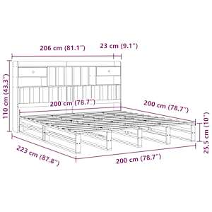 Postel s knihovnou bez matrace 200 x 200 cm masivní borovice - obrázek 12