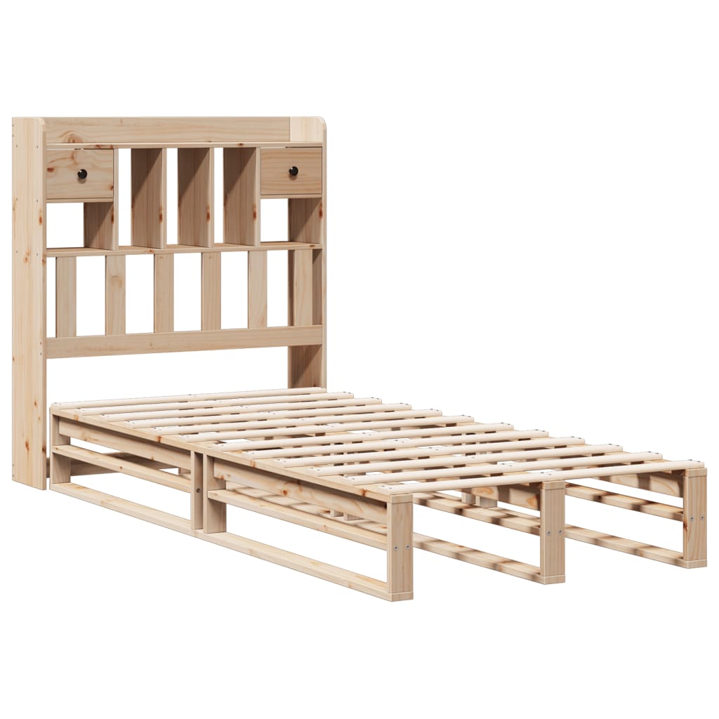 vidaXL Bed met boekenkast zonder matras massief grenenhout 90x190 cm afbeelding