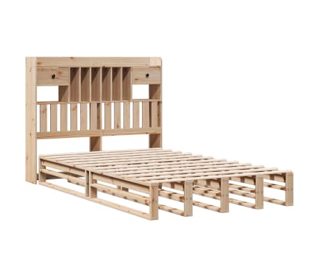vidaXL Pat cu bibliotecă fără saltea, 120x190 cm, lemn masiv de pin