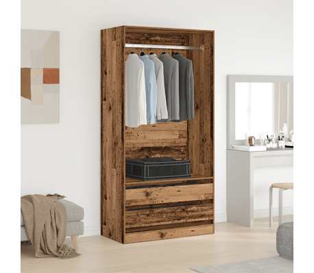 vidaXL Kleiderschrank Altholz-Optik 100x50x200 cm Holzwerkstoff