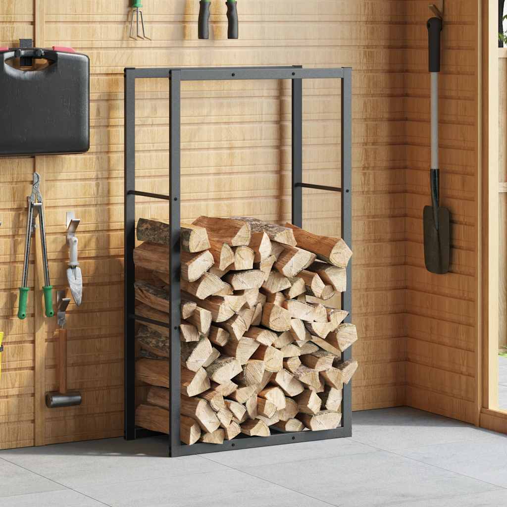 vidaXL Haardhoutrek 110x30x61 cm staal zwart afbeelding