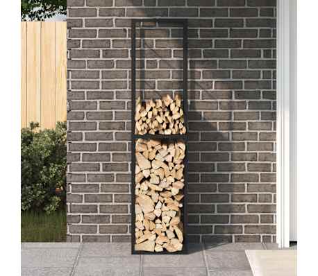 vidaXL Portant de bois de chauffage noir 50x30x209 cm acier