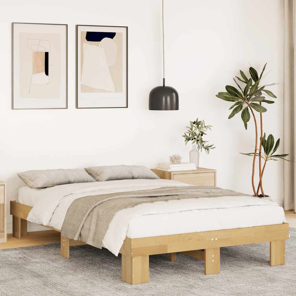 vidaXL Cadru de pat fără saltea 120x200 cm din lemn masiv de stejar