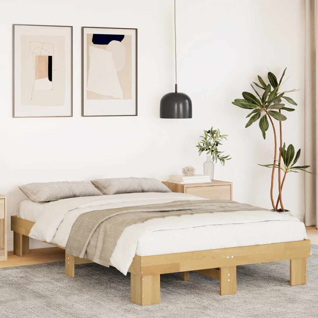 vidaXL Cadru de pat fără saltea 120x200 cm din lemn masiv de stejar