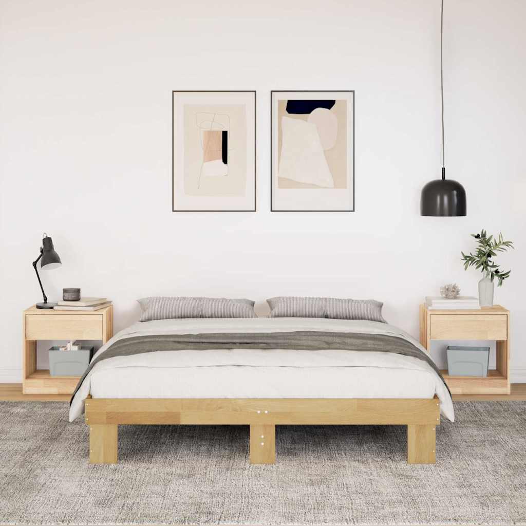 vidaXL Bedframe zonder matras 135x190 cm massief eikenhout, foto 2