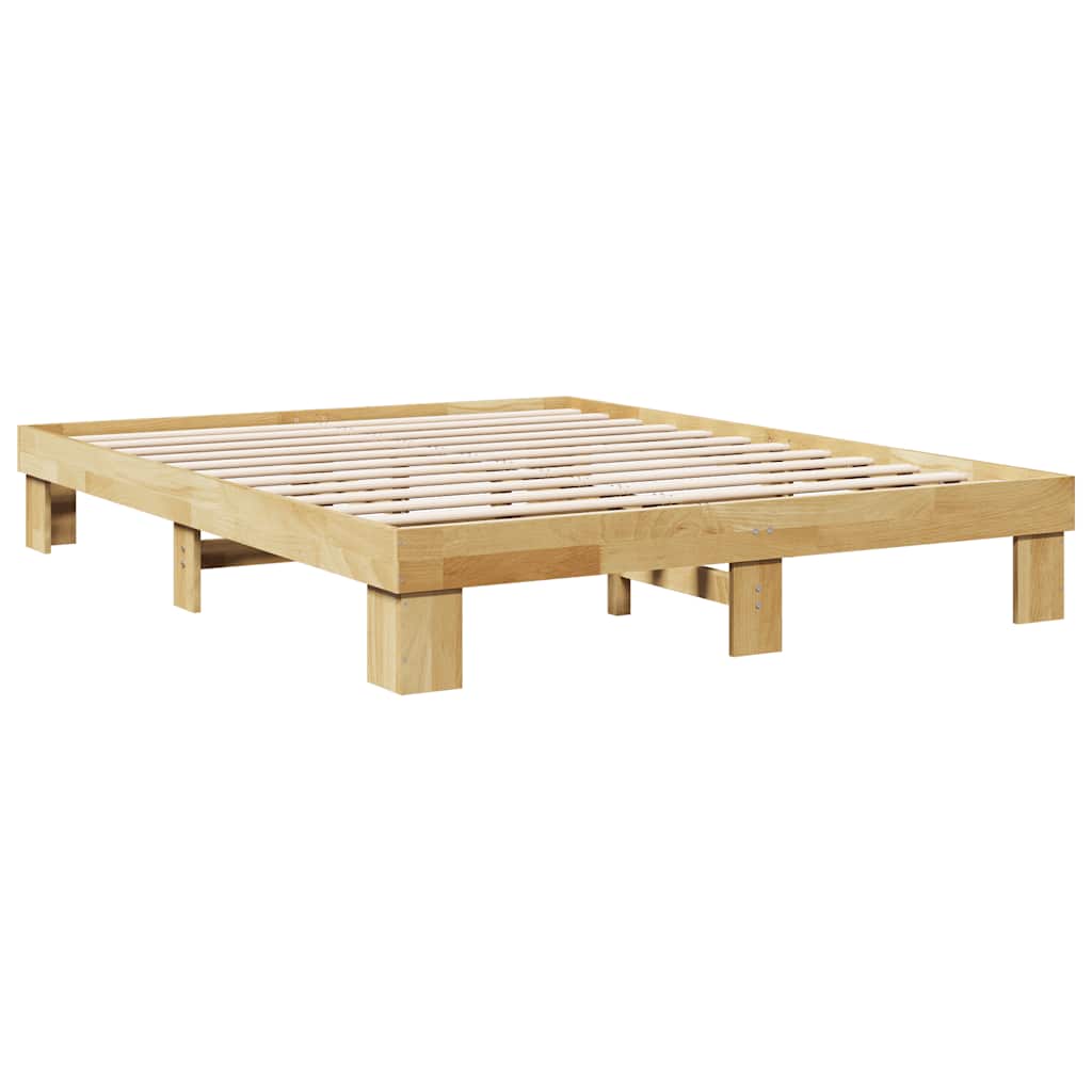 vidaXL Bedframe zonder matras 140x190 cm massief hout eiken afbeelding