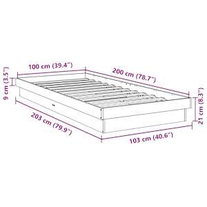 Rám postele bez matrace 100x200 cm Dubový masiv - obrázek 11