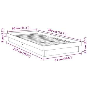 Rám postele bez matrace 90x200 cm Dubový masiv - obrázek 11