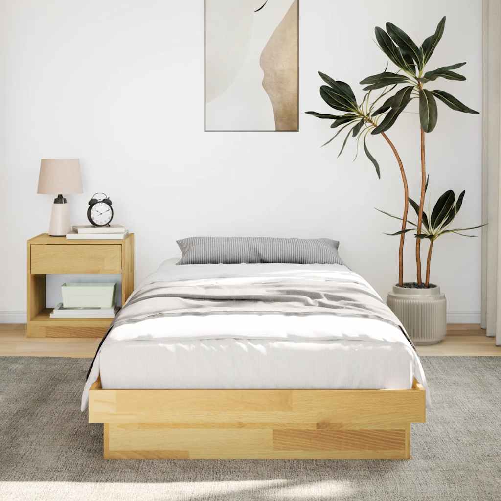 vidaXL Bedframe zonder matras 75x190 cm massief hout eiken, foto 2