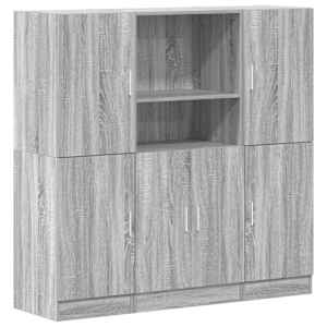 vidaXL 3-osaline vannitoakappide komplekt, hall sonoma tamm, tehispuit