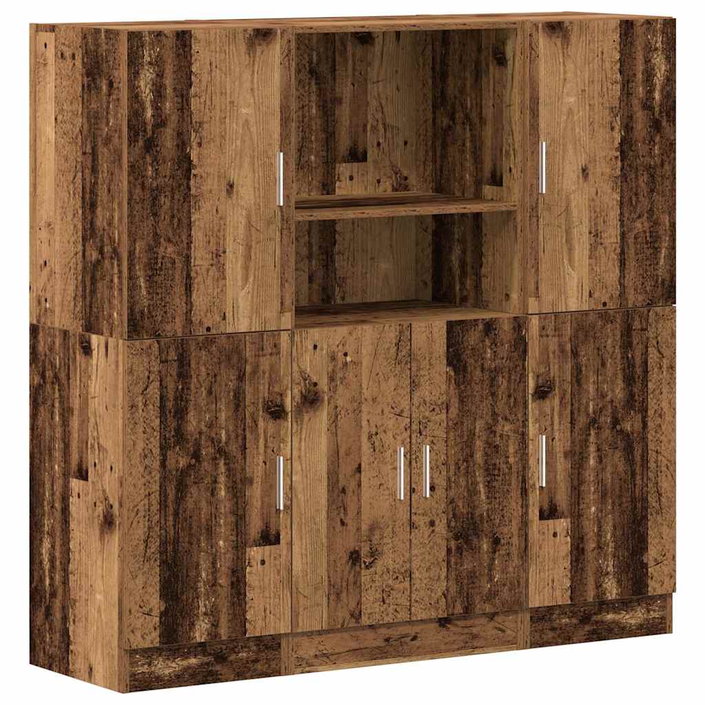 vidaXL Sada 3 kusů kuchyňských skříněk old wood kompozitní dřevo