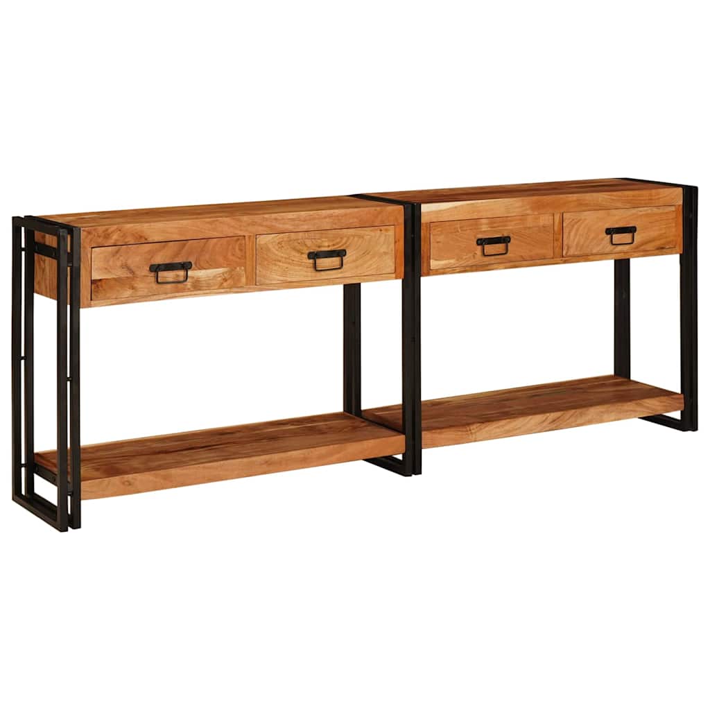 Tables console avec tiroir avec étagère Autre avec stockage 2 pcs Marron Bois d'acacia massif