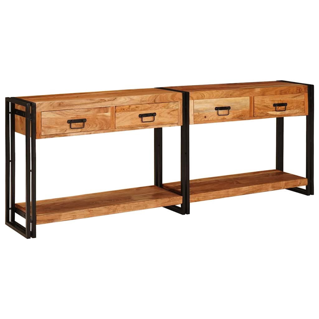 vidaXL Wandtafels 2 pcs Bruin 200 x 33 x 75 cm Massief acaciahout