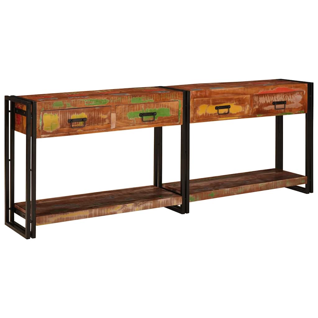 vidaXL Wandtafels met lade met plank Anders met opslag 2 pcs Multikleur Massief gerecycled hout