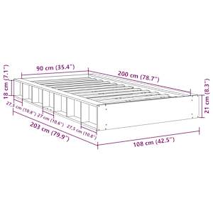 Rám postele bez matrace 90x200 cm Dubový masiv - obrázek 11