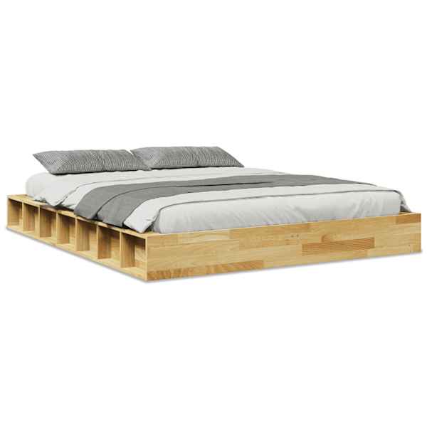 vidaXL voodiraam ilma madratsita 135x190 cm T&auml;ispuidust tamm