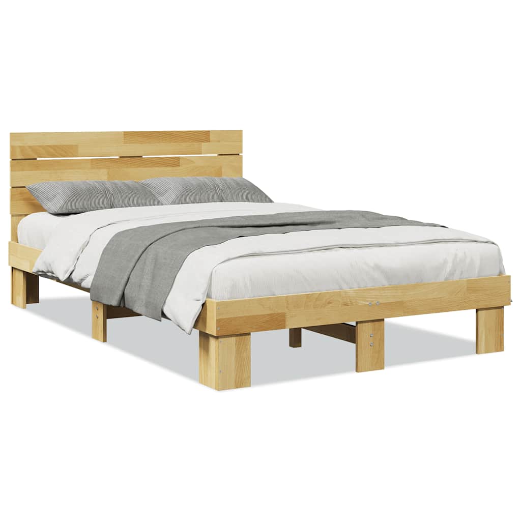 vidaXL Rám postele s čelem bez matrace 120x190 cm Dubový masiv