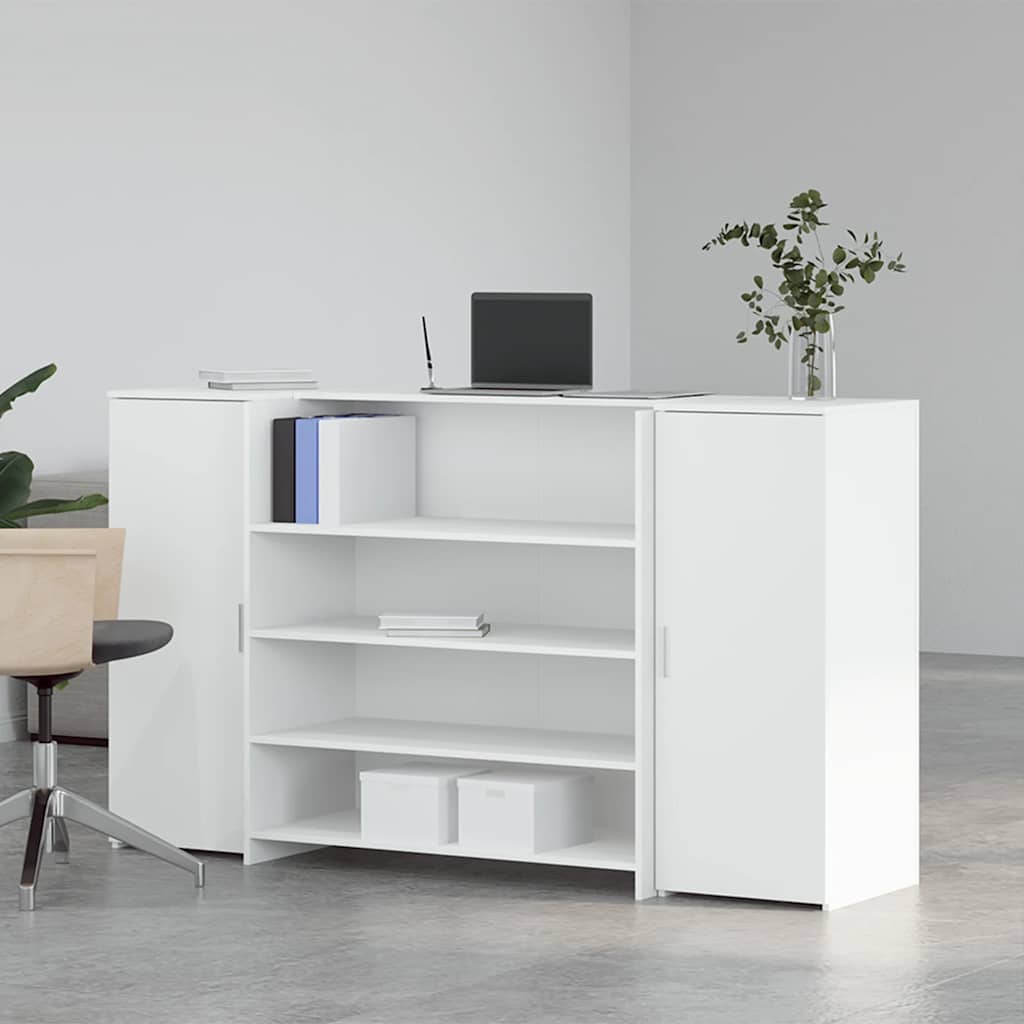 vidaXL Vastaanottopöytä valkoinen 180x50x103,5 cm suunniteltu puu