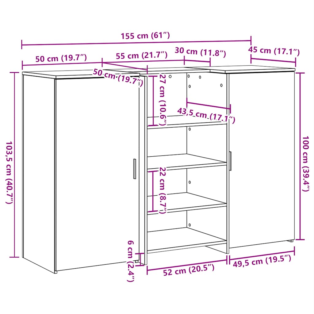 Sprejemna miza bela 155x50x103,5 cm inženirski les