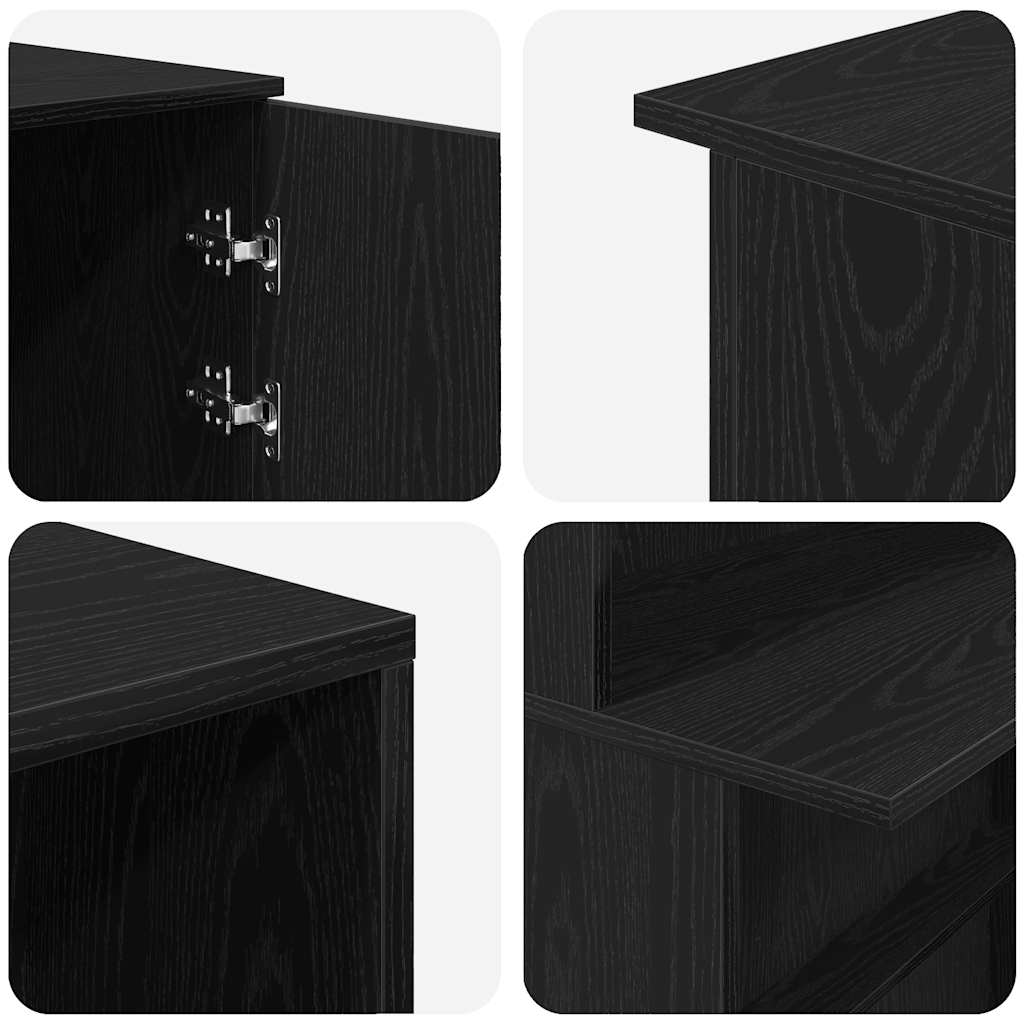 Recepciós pult fekete tölgyszínű 180x50x103,5 cm szerelt fa 