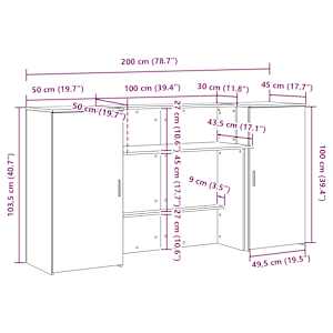 Recepční stůl kouřový dub 200x50x103,5 cm kompozitní dřevo - obrázek 14