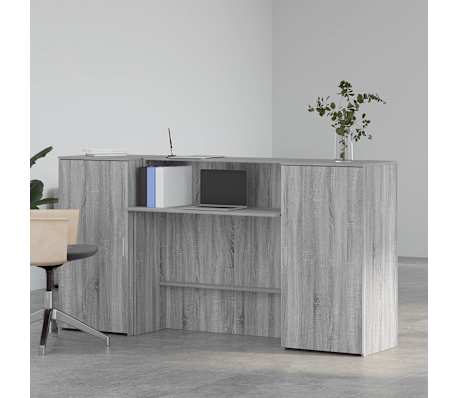vidaXL Bureau de r&eacute;ception sonoma gris 200x50x103,5 cm bois ing&eacute;nierie