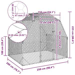 Výběh pro slepice 2,5x2x2,25 m pozinkovaná ocel - obrázek 8