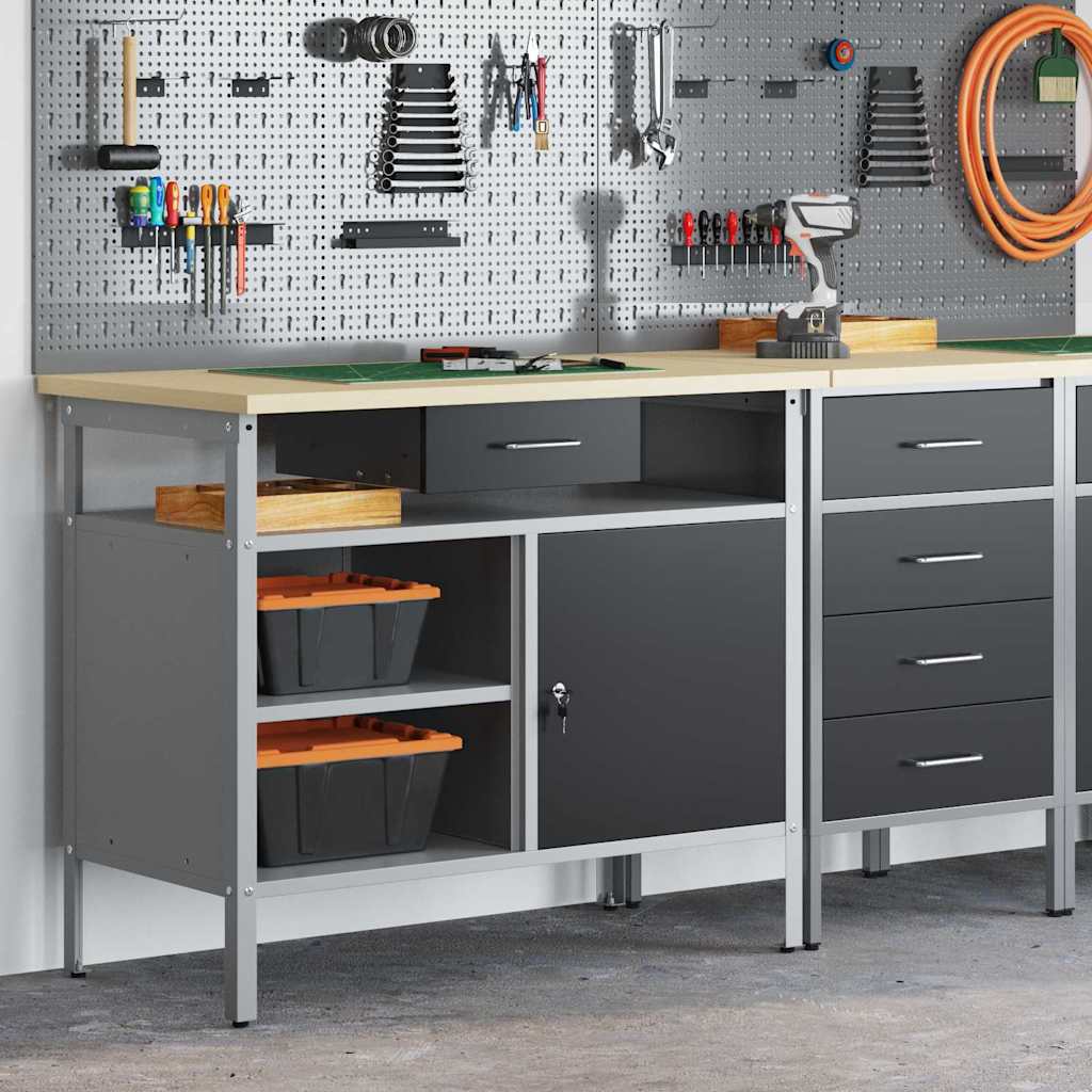 Banc de travail vidaXL avec porte verrouillable Noir 100x55x85 cm Acier