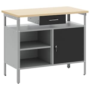 vidaXL T&ouml;&ouml;laud Must ja Hall 100 x 55 x 85 cm T&ouml;&ouml;deldud puit ja teras