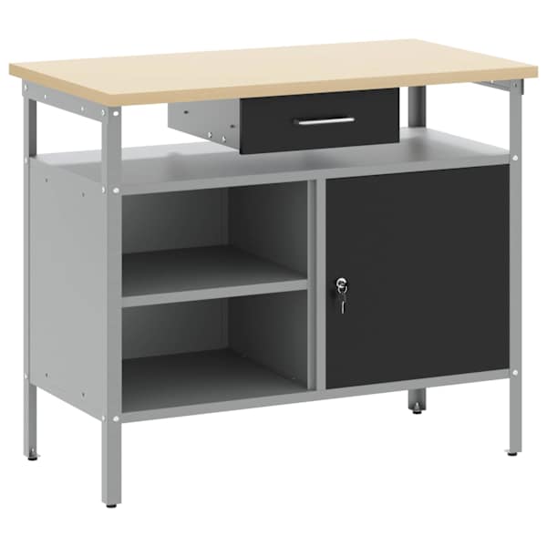 vidaXL T&ouml;&ouml;laud Must ja Hall 100 x 55 x 85 cm T&ouml;&ouml;deldud puit ja teras