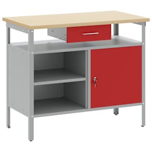vidaXL T&ouml;&ouml;laud Punane ja hall 100 x 55 x 85 cm T&ouml;&ouml;deldud puit ja teras