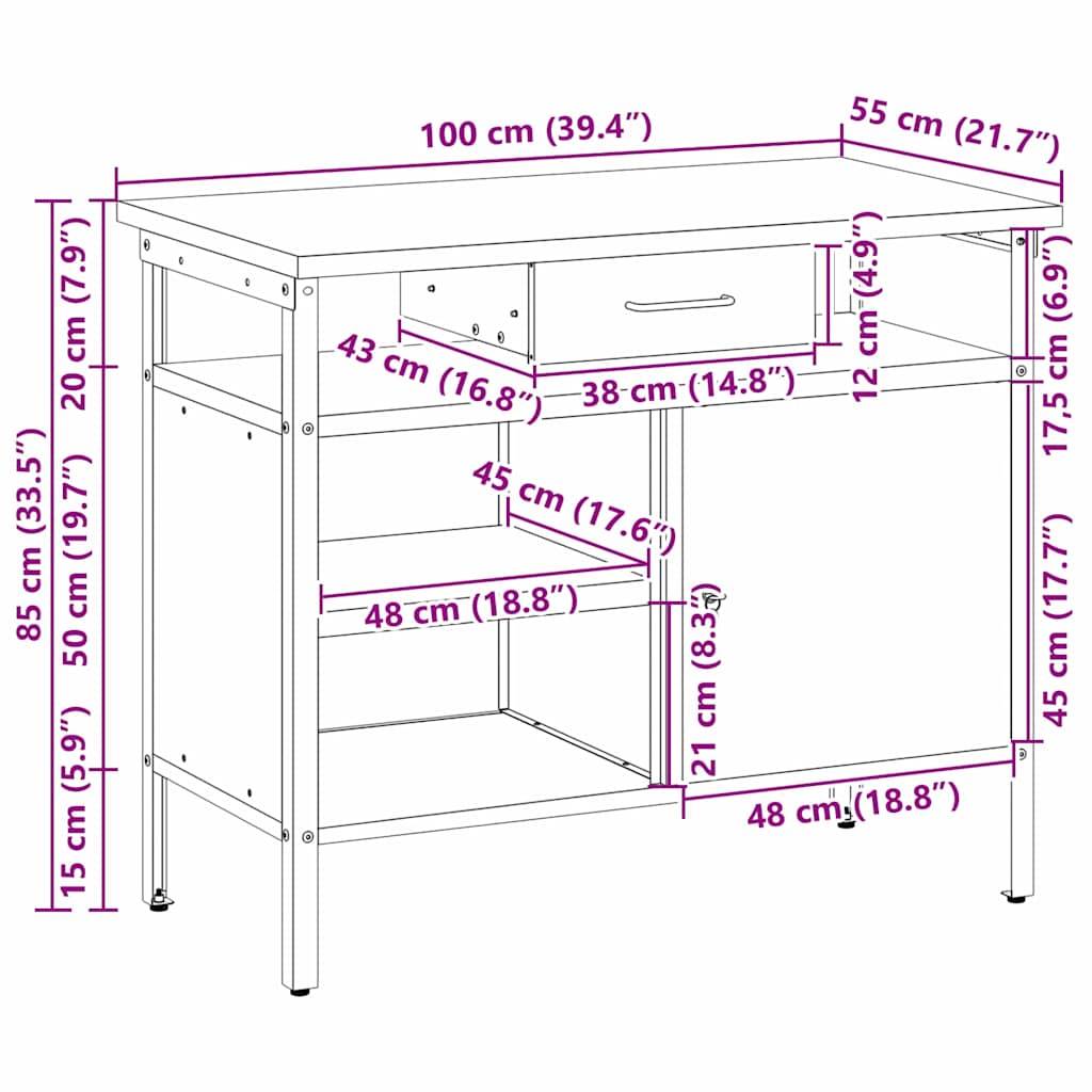 Gereedschap Opslag, Gereedschap Opslag,werkplaats Tafel vidaXL - Afbeelding 13 van 24