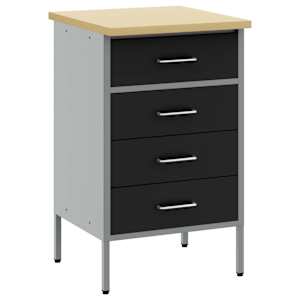 vidaXL T&ouml;&ouml;laud Must ja Hall 50 x 55 x 85 cm T&ouml;&ouml;deldud puit ja teras