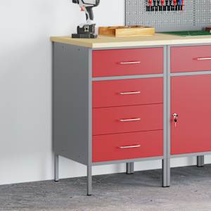 vidaXL Workbench Red and grey 50 x 55 x 85 cm Powder-coated steel
