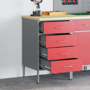 Delovna miza s predalom Rdeča in siva 50 x 55 x 85 cm
