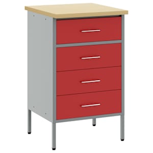 vidaXL T&ouml;&ouml;laud Punane ja hall 50 x 55 x 85 cm T&ouml;&ouml;deldud puit ja teras