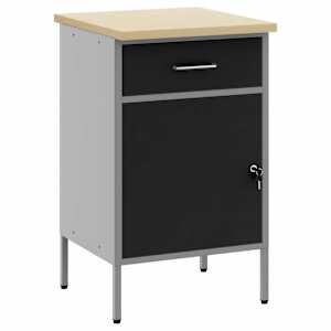 vidaXL T&ouml;&ouml;laud Must ja Hall 50 x 55 x 85 cm T&ouml;&ouml;deldud puit ja teras