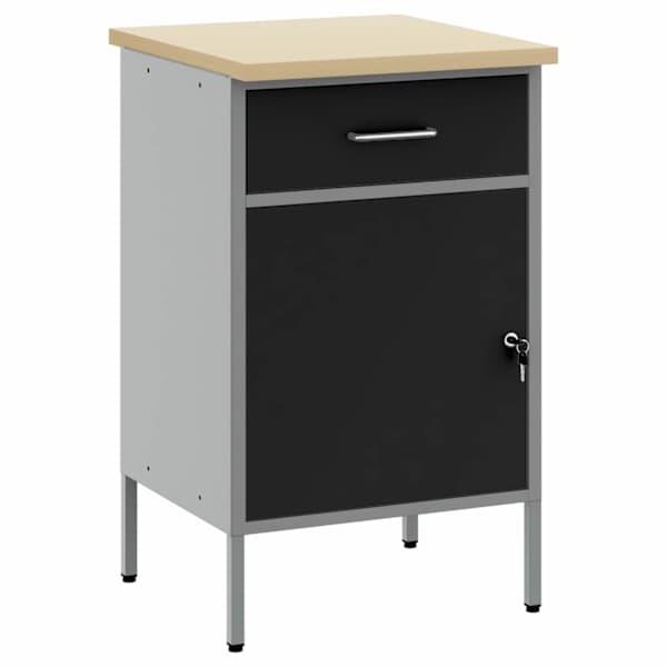 vidaXL T&ouml;&ouml;laud Must ja Hall 50 x 55 x 85 cm T&ouml;&ouml;deldud puit ja teras