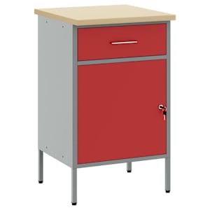 vidaXL T&ouml;&ouml;laud Punane ja hall 50 x 55 x 85 cm T&ouml;&ouml;deldud puit ja teras