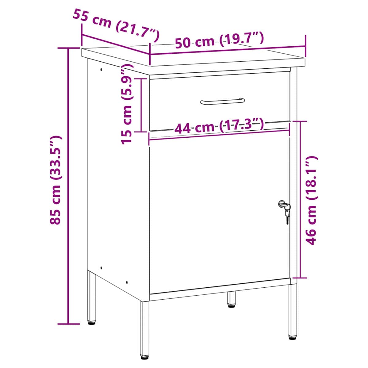Arbejdsbænk 50 x 55 x 85 cm Ingeniørtræ og stål - Billede 8