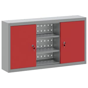 vidaXL T&ouml;&ouml;riistakapp riiuliga lukuga Punane ja hall 100 x 20 x 55 cm
