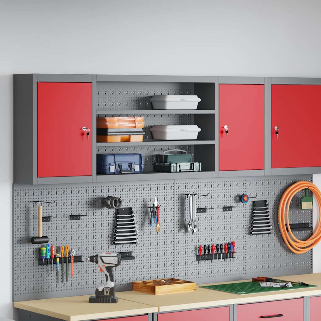 vidaXL Cabinet pentru Unelte cu raft Roșu și gri 150 x 20 x 55 cm